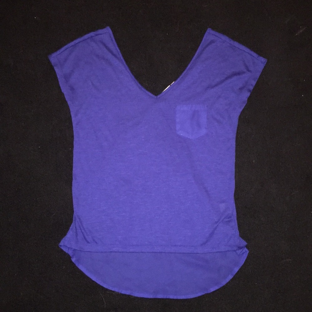 Blue V Neck With Sheer Back